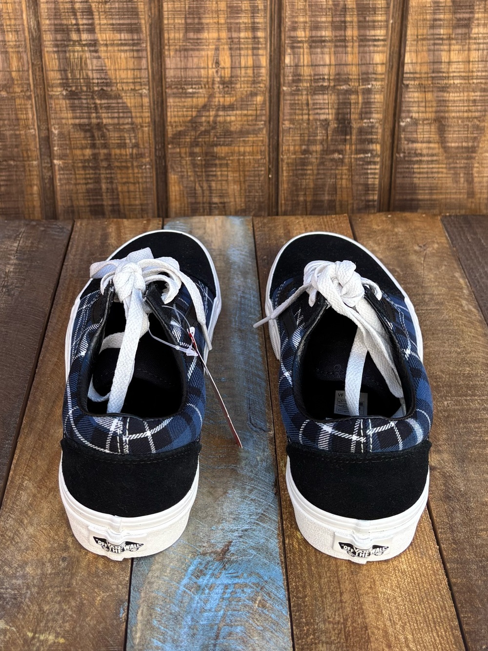 NWTS Vans Navy Blue Plaid Old Skool Classic Shoes - Picture 12 of 16